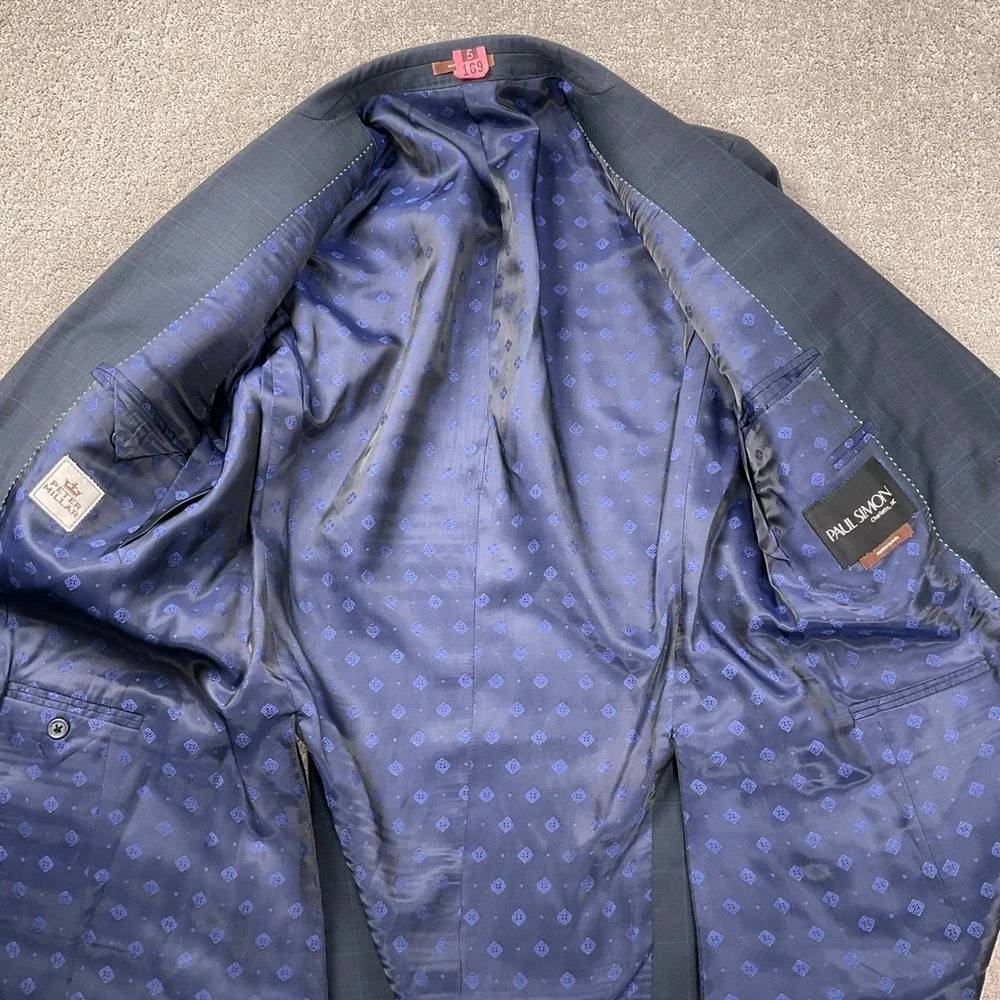 Peter Millar Paul Simon Jacket Men Gray Blue Plaid‎ 2 Button Blazer Canada
